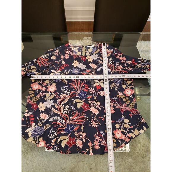 Charter Club Women's Blue Floral Polyester Round Neck Long Sleeve Top Blouse XXL - Picture 11 of 12